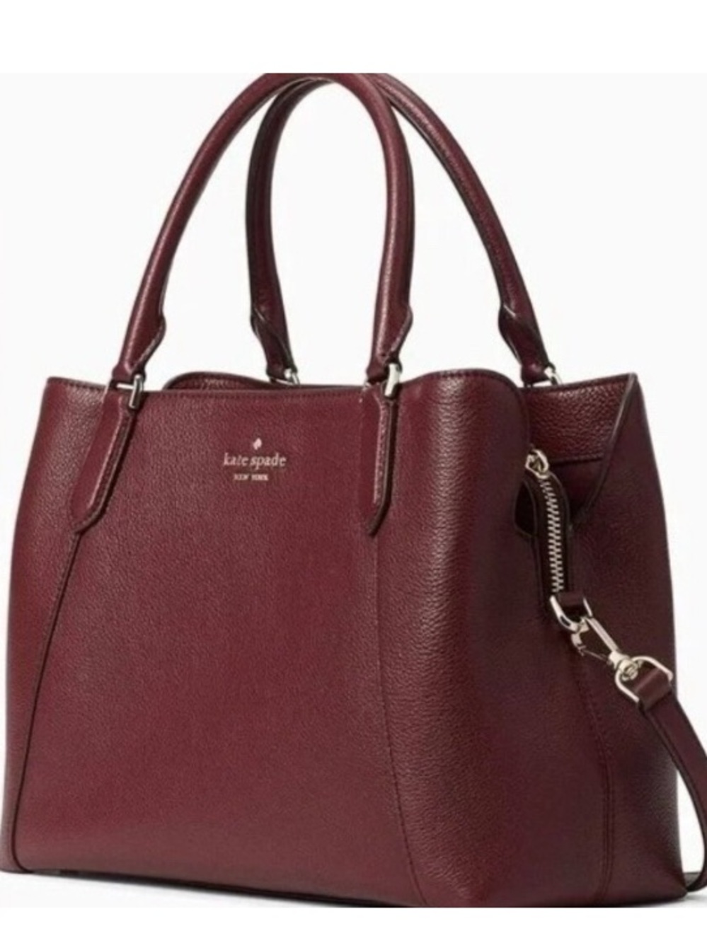 kate spade Pebbled Leather Tote in Deep Wine